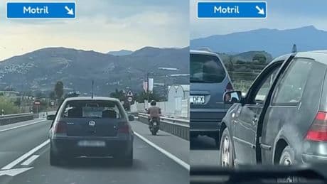 Graba en vídeo las precarias condiciones en las que circula un coche por Granada y provoca entre risas e indignación: “Te echan la ITV para atrás por cualquier tontería y a este se le va a caer la puerta”