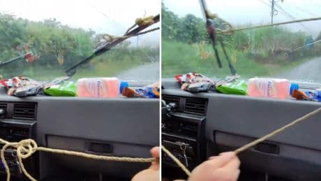 Enseña el surrealista método para limpiar el parabrisas de su coche de forma “manual” y la gente alucina: “Inteligencia artesanal”