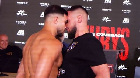 Tommy Fury SHOVED by opponent Kenan Hanjalic as face-off for comeback fight turns tense