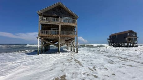 2 more beachfront homes near collapse as a hurricane waves pound North Carolina's Outer Banks