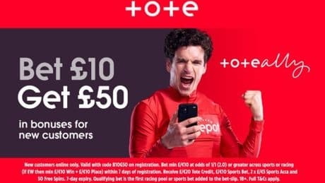 Get £50 in free bets and bonuses when you stake £10 on football with Tote