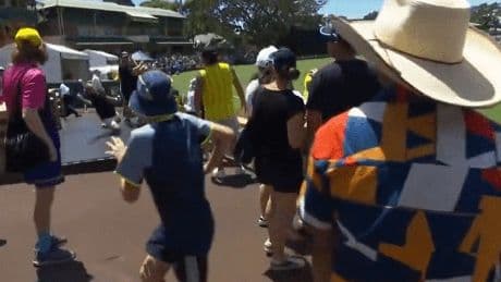 Watch cricket fan’s outrageous one-handed catch in Women’s Ashes match… while managing not to spill a drop of beer