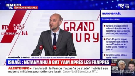 Jean-Noël Barrot (ministre des Affaires étrangères): "Nous nous tenons prêts à contribuer à la protection d'Israël"