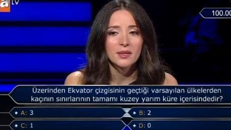 Üzerinden Ekvator çizgisinin geçtiği varsayılan ülkelerden kaçının sınırlarının tamamı kuzey yarım küre içerisindedir?
