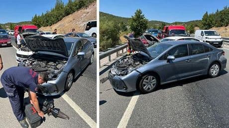 Asfaltın erimesi zincirleme kazaya neden oldu: 8 yaralı