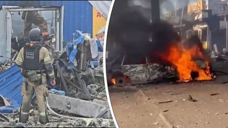 Beelden: 2 doden en 28 gewonden bij luchtaanval op Oost-Oekraïense stad Dobropillia