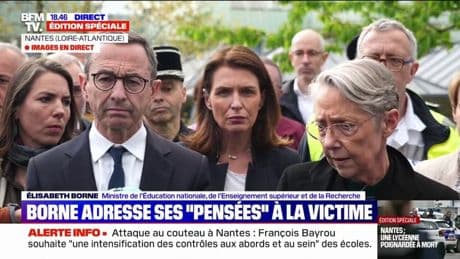 Attaque au couteau à Nantes: "Aujourd'hui, c'est vraiment toute la communauté éducative qui est sous le choc", déclare Élisabeth Borne
