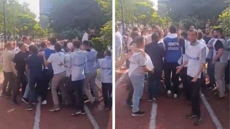 AKP'li Altındağ Belediyesinin önünde hak arayan işçilere polis müdahalesi