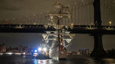 Two dead and two others fight for their lives after Mexican navy ship smashes into Brooklyn Bridge