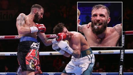 ‘Show me the money’ – Anthony Cacace celebrates with a cigar in the ring after landing huge pay day with Leigh Wood win