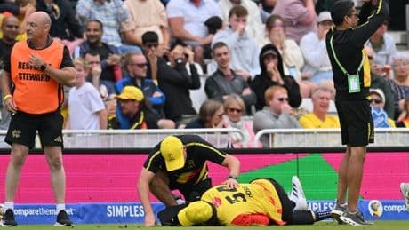 Cricket star issues update after horror injury saw Hundred match suspended