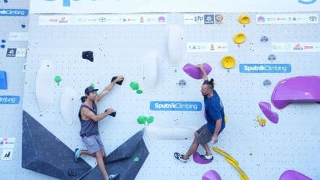 Los hermanos Pou y Chris Sharma celebran el auge de la escalada en Alcobendas