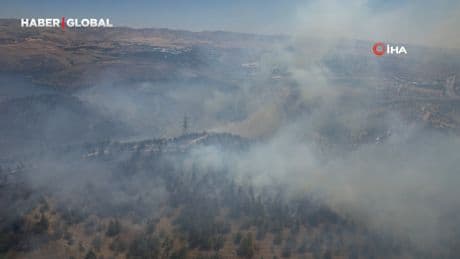 Ankara'daki orman yangını dron ile görüntülendi
