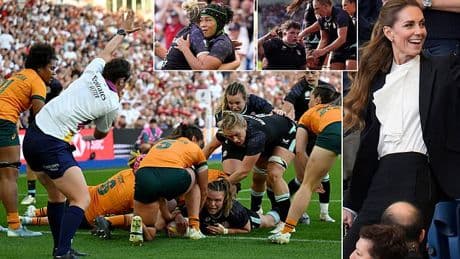 England 47-7 Australia: Red Roses set-up Women's World Cup quarter-final with Scotland after forwards batter Wallaroos in Brighton in front of beaming Kate