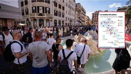 Caldo record, bollino rosso in 18 città: a Roma picchi fino a 36°, a Palermo ondate di calore livello 3, sette allerte a Firenze
