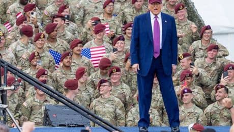 Donald Trump demands 'no fat soldiers' be shown at rambling Fort Bragg speech