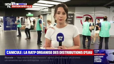 "On en distribue à peu près 30.000": à Paris, la RATP organise des distributions d'eau aux Franciliens pour lutter contre la canicule