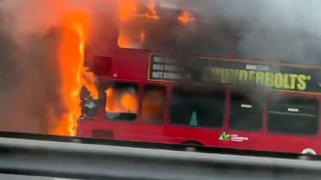 London bus goes up in flames as double decker causes carnage A406 North Circular