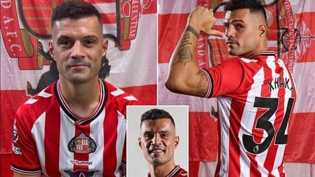 Fans joke Granit Xhaka has 'no idea who he's joining' as ex-Arsenal star gives hilariously 'generic' answers in Q&A video after joining Sunderland