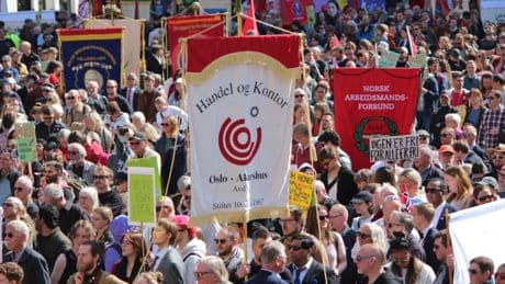 Oslo’da 1 Mayıs: Başbakanın konuşması protesto edildi