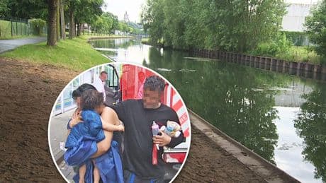 Riesen-Schreck für Eltern - Baby rollt im Kinderwagen in Kanal