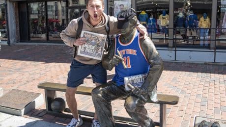 Wicked! Statue of beloved Celtics coach gets Knicks glow-up — thanks to The Post — ahead of Game 5 in Boston
