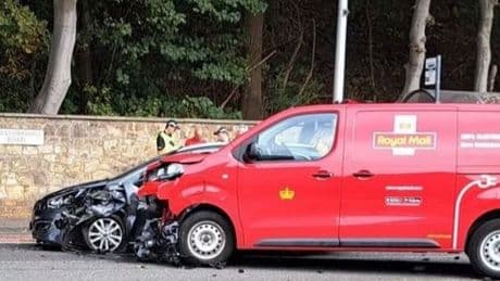 Royal Mail van collides with private hire taxi in Edinburgh