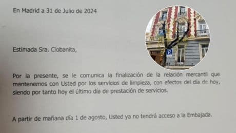 Carmiña, la limpiadora que le gana 40.000 € en un juicio a la Embajada de Argentina tras su despido: "Me sentí humillada"