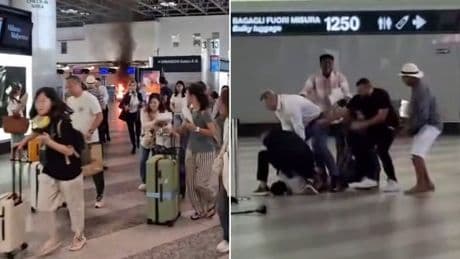 Man starts fire and smashes screens with a hammer at Milan Malpensa airport