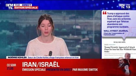 Story 2 : Cécile Kohler retenue en otage en Iran, sa sœur sur BFMTV - 19/06