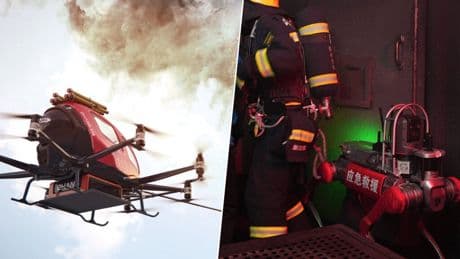 China ya tiene un ejército de drones y robots bomberos. Y combaten el fuego a cañonazos