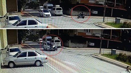 Feci kaza! Motosiklet sürücüsü havada taklalar attı