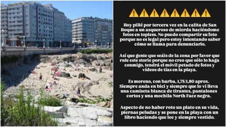 Una joven denuncia acoso en playas de A Coruña: "Me lo encontré a un metro sacándome fotos"