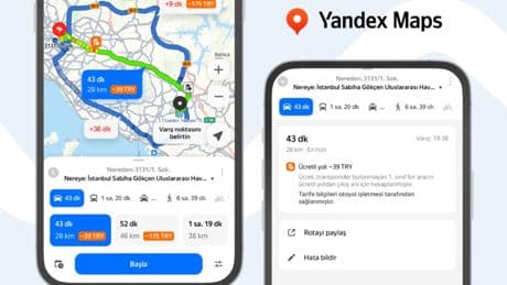 Yandex Maps, güzergah boyunca yol ücretlerini de göstermeye başladı