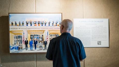 Former President George W. Bush draws inspiration close to his Dallas home in his latest paintings