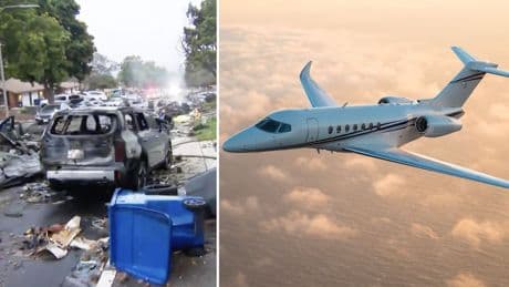 Kurz vor Landebahn: Jet stürzt in US-Wohnsiedlung – komplette Straße verwüstet