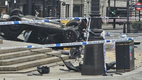 Piccadilly Circus fountain crash LIVE: Car flips over and ploughs into iconic London landmark