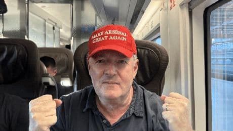 Piers Morgan wears ‘Make Arsenal Great Again’ hat as fans arrive in Paris for Champions League semi-final