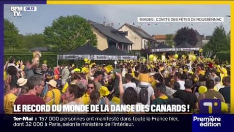 Le village de Roussennac bat le record du monde de la plus grande "Danse des canards" avec 1.500 personnes