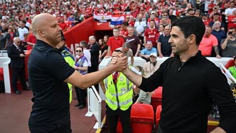 Liverpool 2-2 Arsenal: 10-men Gunners come back from two down to prevent double humiliation at Anfield after giving Arne Slot's side a guard of honour before kick-off