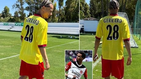 Hugo Ekitike was spotted training in retro Steven Gerrard shirt a MONTH before £80m Liverpool move