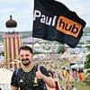 It's Gust-onbury! Incredibly inventive flags start appearing at windy Glastonbury ahead of the bands playing tomorrow