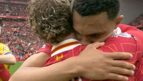 Trent Alexander-Arnold chokes back tears and consoled by team-mates on Liverpool farewell