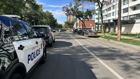 Heavy Edmonton police presence near Jasper Avenue and 121 Street