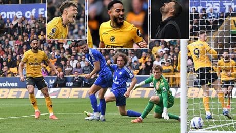 Wolves 3-0 Leicester: Vitor Pereira's side thump Foxes to make it six wins in a row - as Jamie Vardy misses a penalty to add to visitors' woes