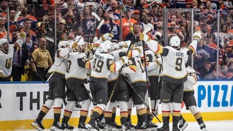 Golden Knights beat buzzer to stun Oilers 4-3, trim series deficit to 2-1