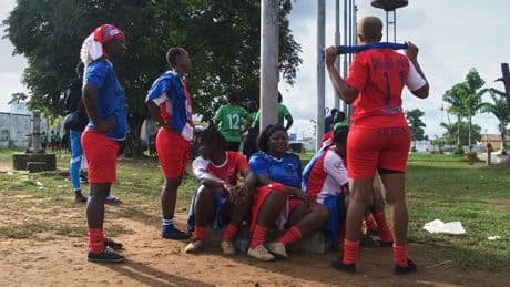In Liberia's version of baseball, there are no bats and no men