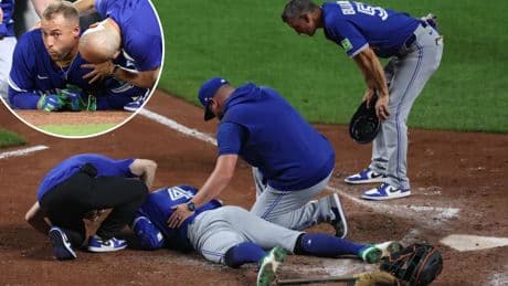 Blue Jays’ George Springer shaken up after being drilled in head by pitch in ‘scary’ scene