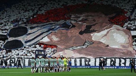 Rangers vow to track down thug who threw glass bottle on to pitch during Old Firm clash ... and condemn tifo display depicting Graeme Souness holding shotgun