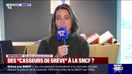 Grève: "La balle est dans le camp de la direction de la SNCF", affirme Sophie Binet (CGT)